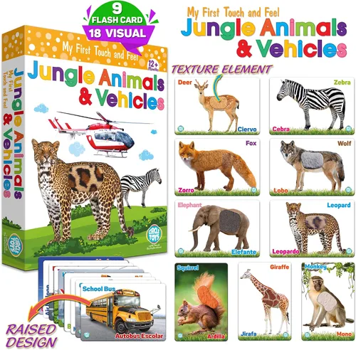 Vista 10 de My Touch and Feel - Tarjetas didácticas de doble cara con imagen bilingüe en inglés y español para bebés, niños pequeños, niños, aprender animales