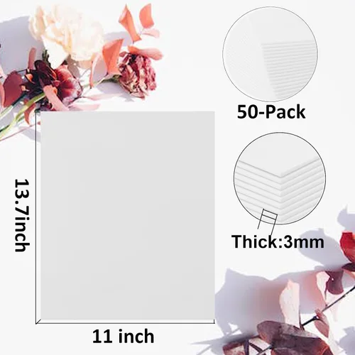 Vista 2 de 50 paquetes de tablero de espuma blanca para proyectos, tablero central de núcleo de espuma para hornear de 11 x 13.7 pulgadas, lámina de espuma