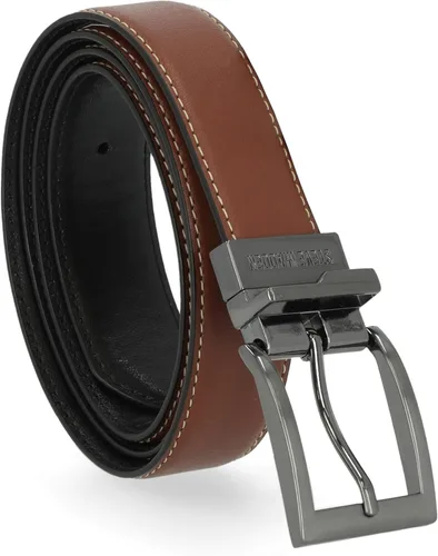 Vista 13 de Steve Madden Cinturón de cuero reversible para hombre, casual, para todos los días Marrón/Negro