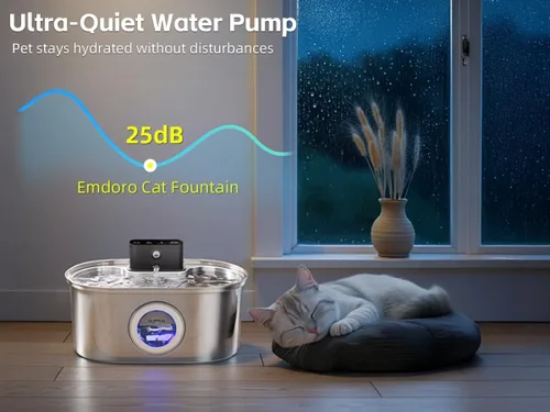Vista 3 de Fuente de agua para gatos con bomba - Bomba de repuesto ultra silenciosa para fuente de agua inalámbrica de 3.2L/1.08 galones para dispensador