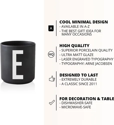 Vista 9 de Design Letters Taza de café con inicial A-Z Taza de café de Navidad con monograma para hombres, mujeres, tazas de porcelana de 11 onzas, taza