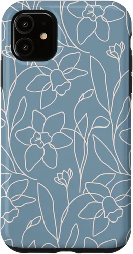 Vista 8 de Poppy Flower Line Art Modern Leaves Boho Light Blue Case for iPhone 17