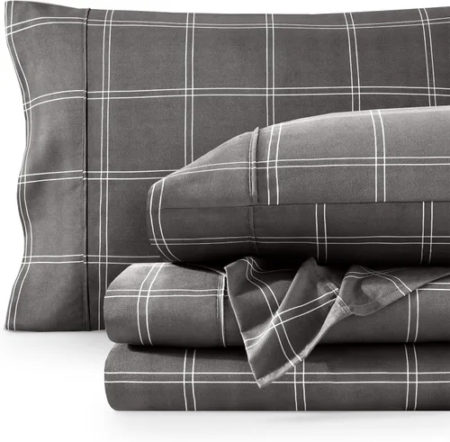 Vista 23 de Bare Home - Juego de sábanas estampadas, 1800 ultra suaves (individual, gris jaspeado) Deep Pockets 6 to 15 Inches, Breathable, Hypoallergenic
