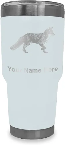 Vista 8 de LaserGram Vaso aislado al vacío de 20 onzas, zorro, grabado personalizado incluido (negro)