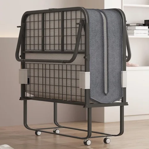 Vista 12 de PUREMIND Cama plegable con colchón de 4 pulgadas para adultos, cama plegable individual de 75 x 31 pulgadas, camas plegables portátiles, camas