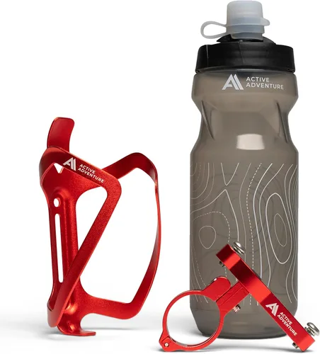 Vista 8 de Combo de soporte para botella de agua para bicicleta, 20 onzas, soporte para botella exprimible y jaula de montaje para bicicleta, no necesita
