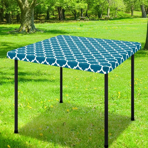 Vista 47 de Smiry Mantel cuadrado para mesa de pícnic, manteles de camping impermeables elásticos ajustables, protector de mantel de vinilo con respaldo de Gris