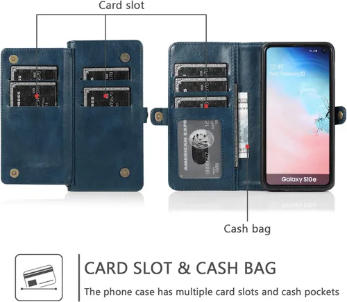 Vista 4 de Asuwish Funda de teléfono para Samsung Galaxy S10e Cartera desmontable con protector de pantalla de vidrio templado y tarjetero de cuero con tapa