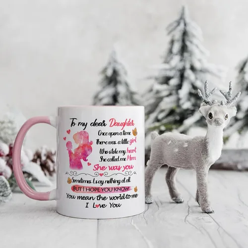 Vista 3 de Fatbaby Taza de café con texto en inglés "To My Dear Daughter", regalo para el día de San Valentín y cumpleaños, regalo para la mejor hija de mamá