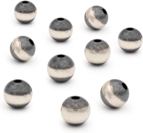 Vista 6 de JewelrySupply Cuentas redondas de plata de ley Navajo Pearl de 0.157 in (paquete de 10 cuentas)