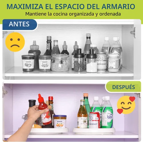 Vista 5 de Lazy Susan - Juego de 4 tocadiscos, organizador antideslizante de 10 pulgadas para gabinete, organización de despensa, almacenamiento de cocina