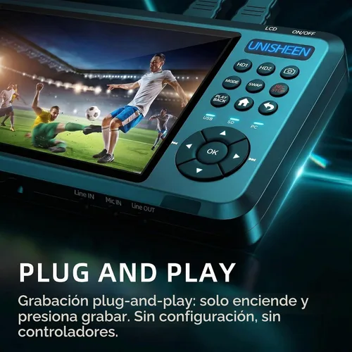 Vista 6 de Caja de captura de video 4K60, entrada HDMI de 2 canales con PIP/POP/PMP, grabadora de video con pantalla de 7 pulgadas, compatible con consolas