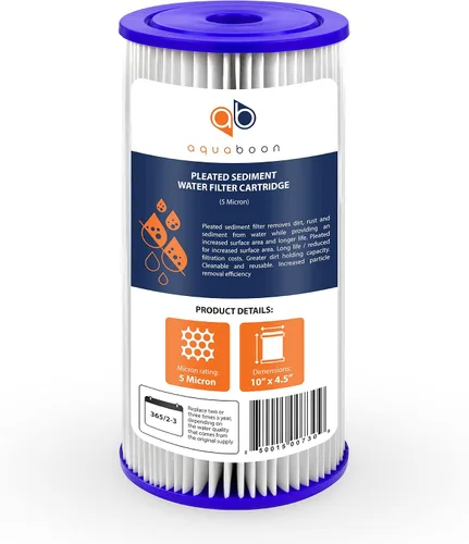 Vista 8 de Aquaboon Filtro de agua de sedimento plisado de 5 micrones, cartucho de 10 x 4.5 pulgadas, repuesto para filtro de agua para toda la casa, cartuchos