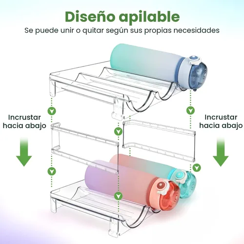 Vista 2 de spospo Organizador de botellas de agua para gabinete, organizador de almacenamiento de botellas de agua, 2 paquetes de estante de almacenamiento