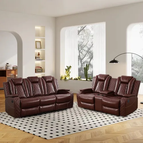 Vista 33 de Sillón reclinable eléctrico para sala de estar, silla reclinable de cuero con LED/almacenamiento, muebles reclinables de 1 plaza, sofá de cuero Negro