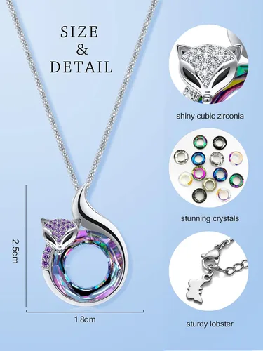Vista 2 de PLATO H Collar de zorro de cristal lindo collar de aniversario para la cabeza y la cola para mujeres adolescentes niñas mamá regalos del día