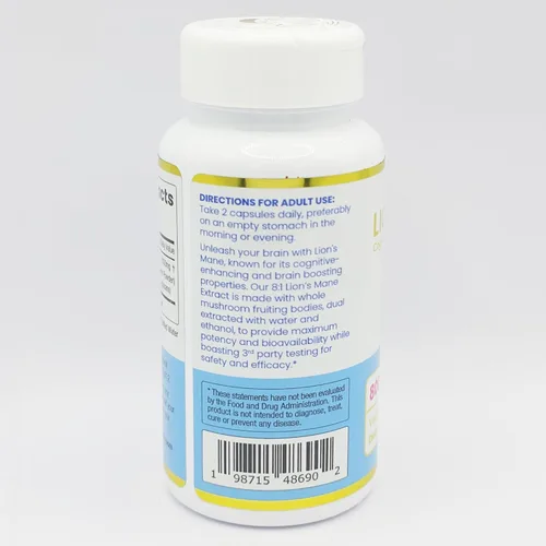 Vista 3 de ENCAPSULATE Lion's Mane Cápsulas Extracto 8:1 – Extracto de hongo orgánico 8:1 cuerpo fructífero de primera calidad – Suplemento de hongos