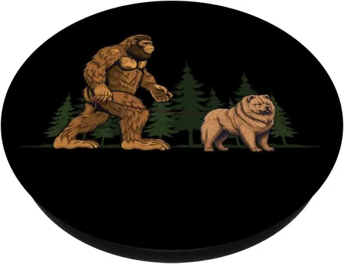 Vista 2 de Divertido Chow Chow Bigfoot Perro Paseador Perro Mamá Papá Niños PopSockets intercambiables PopGrip