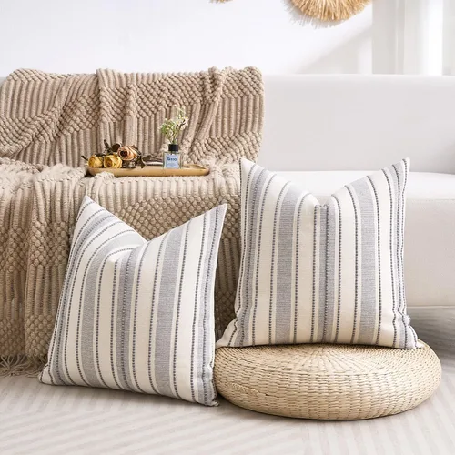 Vista 3 de Juego de 2 fundas de almohada bohemias de 20 x 20 pulgadas con patrón de granja con textura, fundas de almohada decorativas para sofá, dormitorio