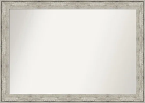 Vista 167 de Amanti Art Espejo de baño plateado para sobre el fregadero, 28 x 37 pulgadas, elegante espejo rectangular de peltre cepillado, marco de madera