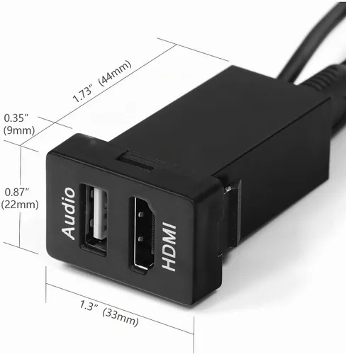 Vista 2 de Timloon Cable de montaje de enchufe HDMI+USB Entrada de audio Relé de audio Uso para Toyota (tipo A)