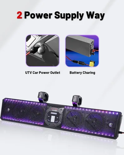 Vista 5 de StarknightMT Barra de sonido UTV de 26 pulgadas, TWS, altavoz Bluetooth, barra de sonido para carrito de golf, barra de sonido SxS impermeable