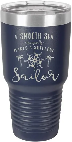 Vista 16 de Un mar suave nunca hace un sillón hábil grabado de 325 ml vaso de acero con recubrimiento de polvo grabado por láser taza de viaje de camello polar