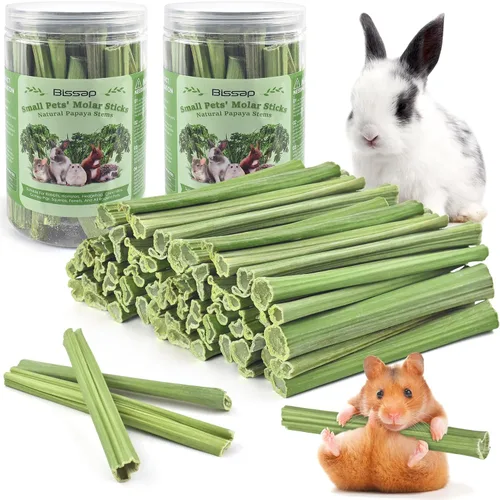 Vista 9 de Bissap 35 palitos masticables de conejo, tallos naturales de papaya, golosinas masticables para conejo, hámster, chinchilla, conejillo de indias