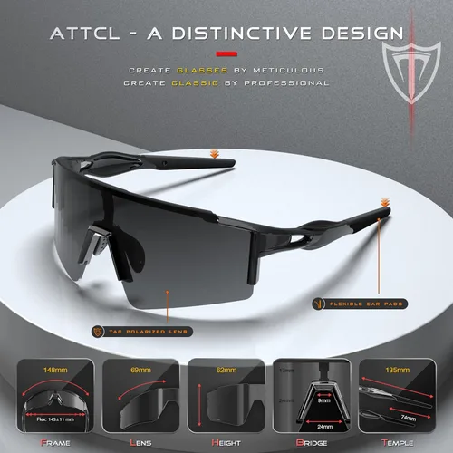 Vista 5 de ATTCL Gafas de sol de ciclismo de lujo para hombres y mujeres, gafas deportivas, protección UV 400 para ciclismo, esquí, conducción