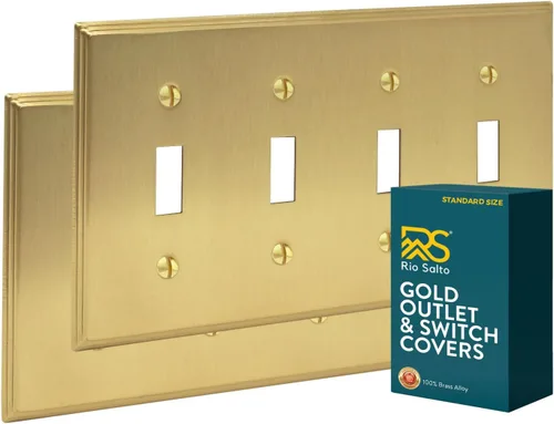 Vista 36 de Rio Salto BRASS Deco Collection - Placa de pared ciega de metal dorado de tamaño estándar, cubierta de salida resistente a la corrosión