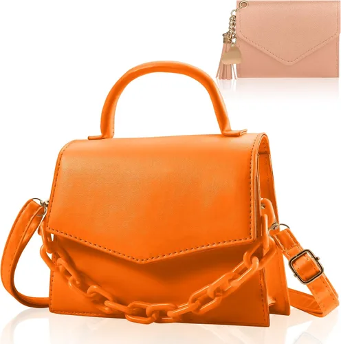 Vista 9 de Bolsos cruzados pequeños para mujeres y niñas, monederos de moda con asa superior con cadena acrílica desmontable