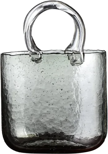 Vista 7 de Florero para flores, florero de cristal único, cuenco de pescado con burbujas y asas, florero transparente para centros de mesa, decoración