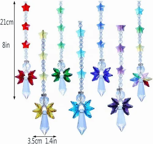 Vista 7 de 7pcs cristal cristal ángel guardián Suncatchers ventana colgante arco iris