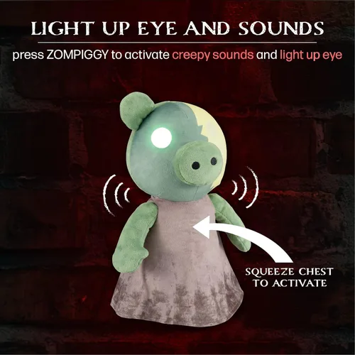 Vista 3 de PIGGY ZomPiggy - Juguete de peluche con ojos iluminados y sonidos, 13 pulgadas