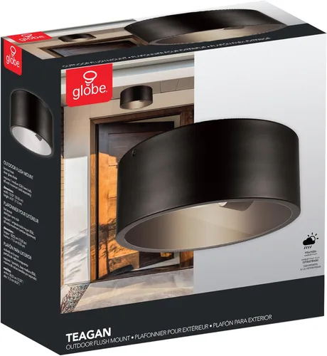 Vista 8 de Globe Electric 44479 Teagan 1-Luz Lámpara de Techo de Montaje Empotrado Interior y Exterior, Bronce Oscuro, Pantalla de Vidrio Transparente