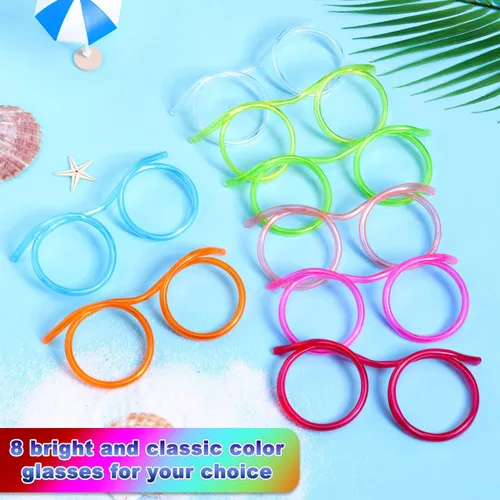 Vista 5 de 8 vasos de paja tontos, pajitas locas y divertidas, novedosas gafas para beber para reuniones anuales, fiestas divertidas, cumpleaños, varios