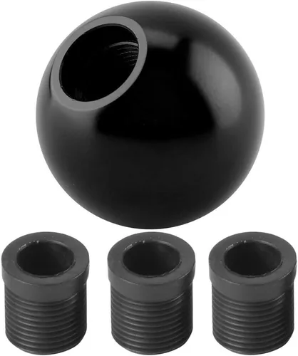 Vista 8 de Fydun Pomo de cambio universal negro con forma de bola redonda cabeza de cambio manual con 3 adaptadores