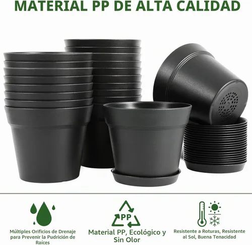 Vista 3 de GARDIFE Paquete de 20 macetas de 4 pulgadas, macetas para plantas de interior, macetas de flores, negras