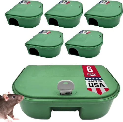 Vista 8 de Exterminators Choice Caja grande para cebo para ratas con 1 llave, plástico, resistente a la intemperie, resistente a la intemperie, caja verde