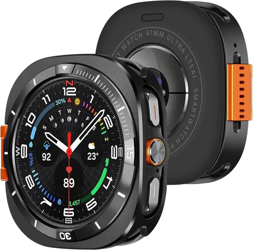 Vista 10 de Amizee Funda de metal compatible con Samsung Galaxy Watch 8 de 1.732 pulgadas con cubierta trasera, funda protectora resistente para Galaxy Watch 8