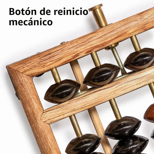 Vista 2 de ábaco de madera de estilo retro, calculadora de Soroban con botón de reajuste, 13.75 pulgadas, 17 columnas.