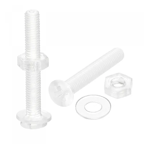 Vista 11 de uxcell Tornillos de máquina Phillips de plástico M3 x 0.472 in con tuercas y arandelas planas, pernos de máquina de cabeza plana de PC