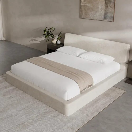 Vista 6 de RECCI AirFrame - Base de cama tamaño King con cabecera ergonómica acolchada de espuma en ángulo, marco de cama de plataforma de diseño minimalista