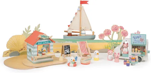 Vista 9 de Tender Leaf Toys - Sailaway Boat - Juego educativo de barco de vela de madera con 2 figuras de animales para niños, promueve el juego imaginativo