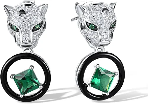 Vista 6 de Santuzza Aretes de plata de ley hipoalergénicas con diseño de pantera para mujer [A]Oro rosa