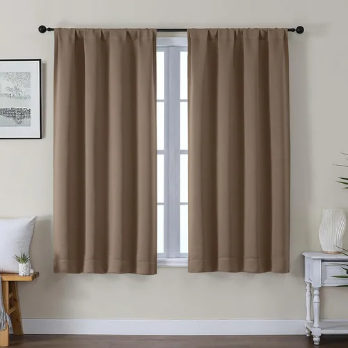 Vista 139 de Gwine Cortinas opacas para dormitorio, 54 pulgadas de largo, paneles de cortina de ventana con aislamiento térmico y reducción de ruido, cortinas