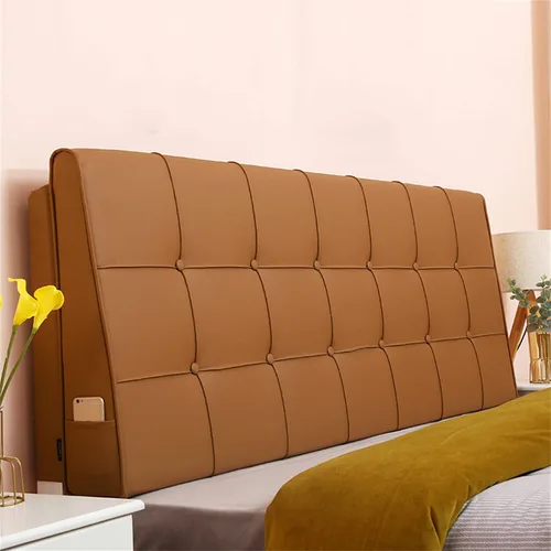Vista 8 de Cabecera tapizada de cuero con botones tamaño King, almohada de lectura con respaldo y soporte lumbar, almohada de cuña para sofá, cama con funda
