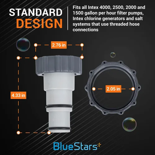 Vista 3 de BlueStars Adaptador de manguera con pieza de repuesto de collar, compatible con Intex Fit para bombas de conexión roscada, convierte mangueras