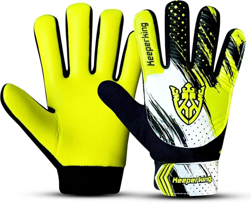 Vista 7 de Keeperking - Guantes de portero de fútbol para niños, niños y jóvenes, con doble protección en la muñeca y palma de látex antideslizante de 4 mm