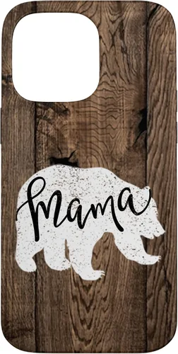 Vista 21 de Woodgrain Rustic Farmhouse Shiplap Brown Wooden Mama Bear Case for iPhone 17